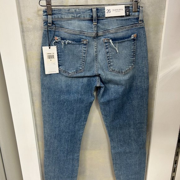 7 For All Mankind Ankle Skinny With Destroyed Hem & Cut Off Back Pockets - Picture 2 of 4